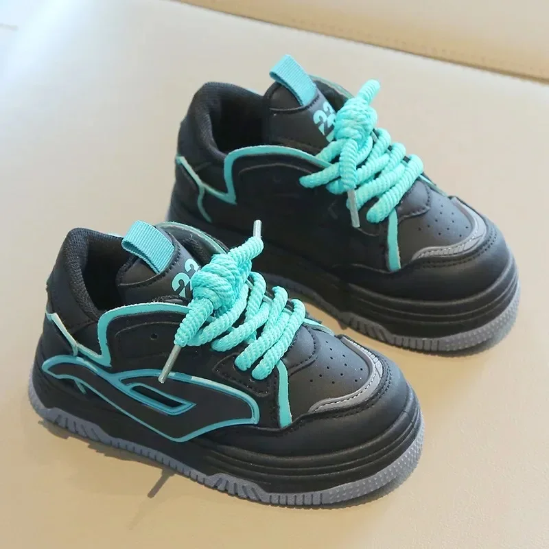 

Children Spring Autumn Soft Soled Sneakers Girls High Top Front Lace Up Boys Casual Breadboard Shoes Non Slip Breathable Shoes