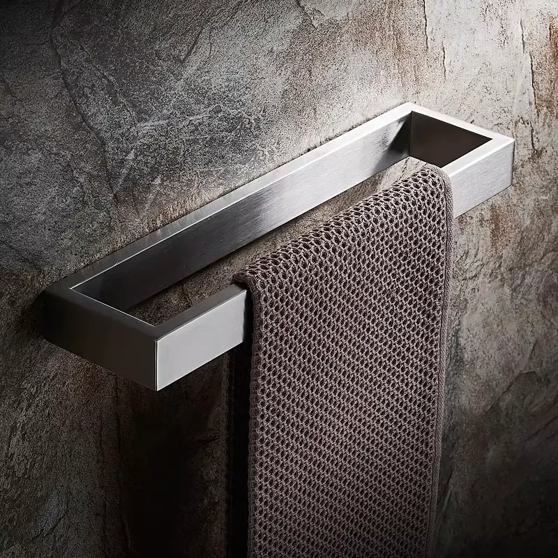 Wall Mounted Bathroom Towel Bar 304 Stainless Steel Silver Towel Rack Bathroom Accessories Toilet Paper Holder for Washroom