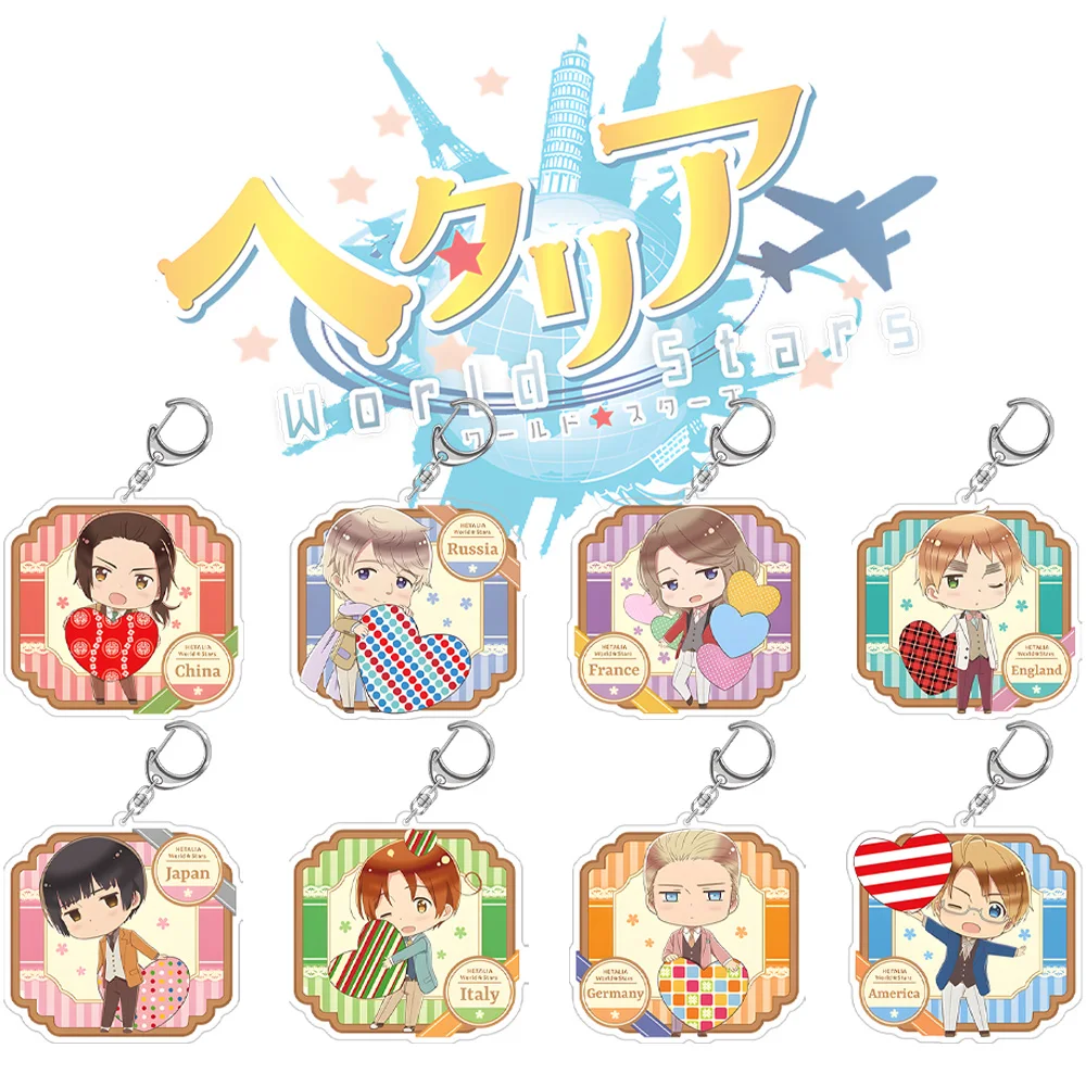 Animation Peripheral Store Hetalia: World Stars China Russia France UK USA USA Germany Italy Acrylic Keychain Pendant Ornamen