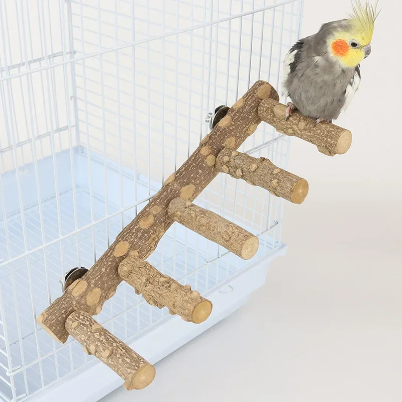 Natural Wood Parrot Bird Perches Bird Stand Paw Grinding Fork Parakeet Climb Stand Branch Ladder Toys Bird Cage Parrot Accessory