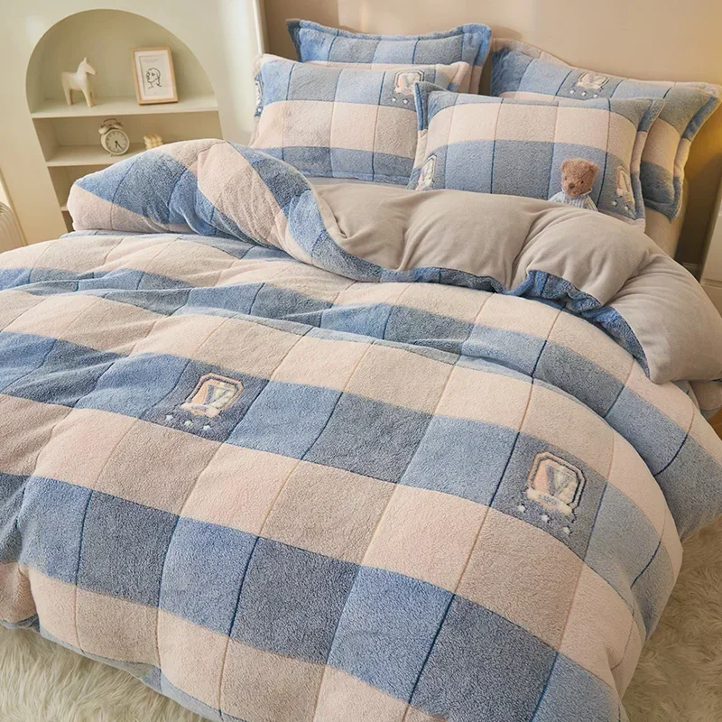 

Flannel Winter Duvet Cover Keep Warm Quilt Covers Double Milk Velvet Blanket Cover Twin Queen King Comforter Cover Full Size 220