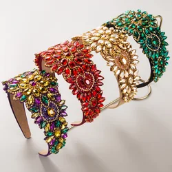 Retro New Flower Headband Heavy Industry Baroque Diamond-Embedded Wide-Brimmed High-Grade Dance Party Hair Accessories Hairpin