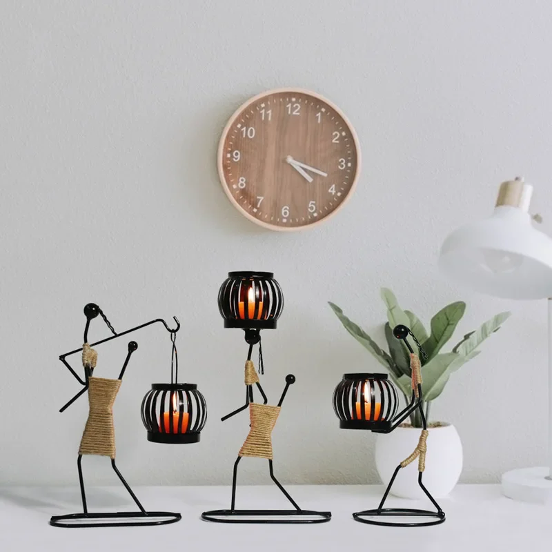 

Retro Iron Candlestick for Tea Light, Iron Art, Romantic Metal Candle Stand, Home Table Decoration