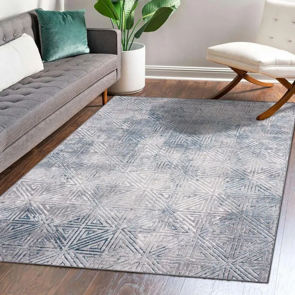 

Moroccan-Inspired Geometric Area Rug, Blue, 5x7