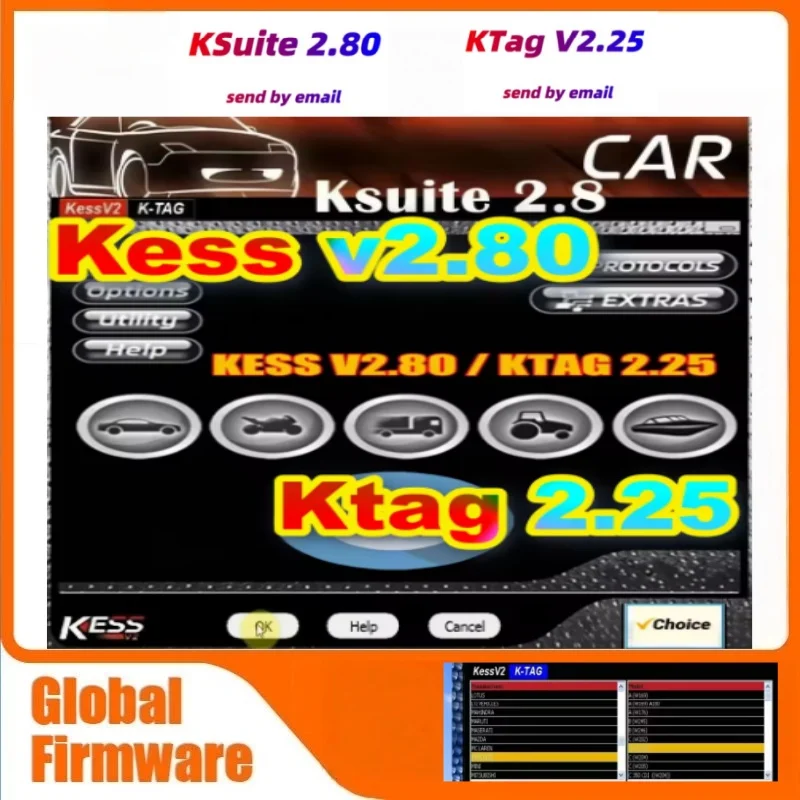 أحدث برنامج إصلاح 2024 KESS V2.80 لـ Kess V5.017 Ksuite 2.53 2.47 Ktag V2.25 الإصدار عبر الإنترنت أداة ضبط رقاقة ECU الرئيسية