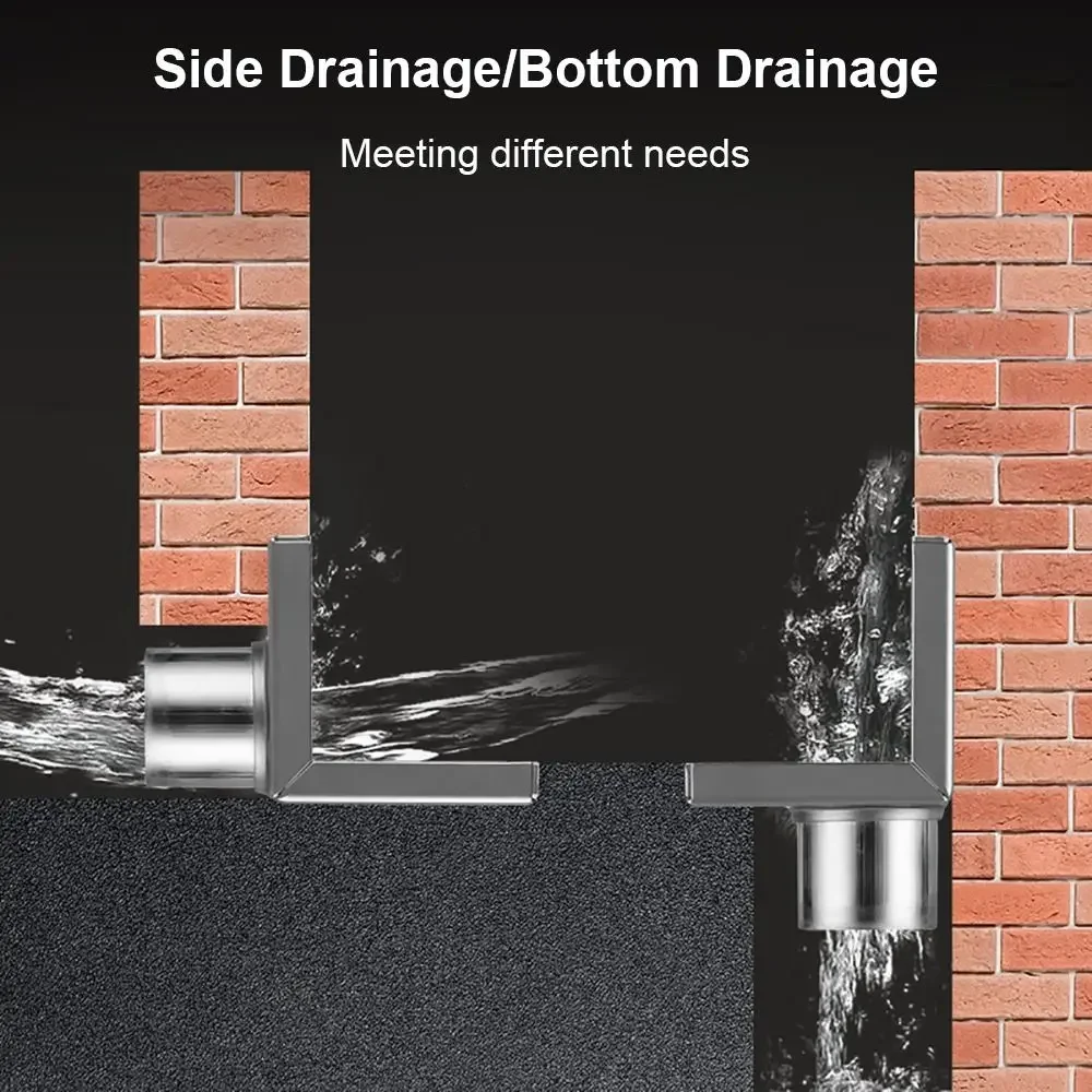 304 Shape Corner Floor Drain for 50 Pipe 304 Stainless Steel Side Drainage 10cm Wear Resistant Wall Drain Shower Room