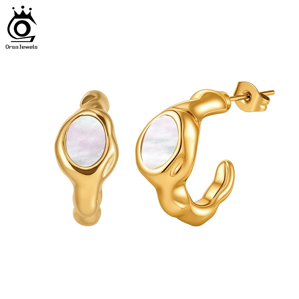 

ORSA JEWELS Модные серьги-кольца из нержавеющей стали с покрытием из 18-каратного золота, изящные, для вечеринок, женские, геометрические, STME07