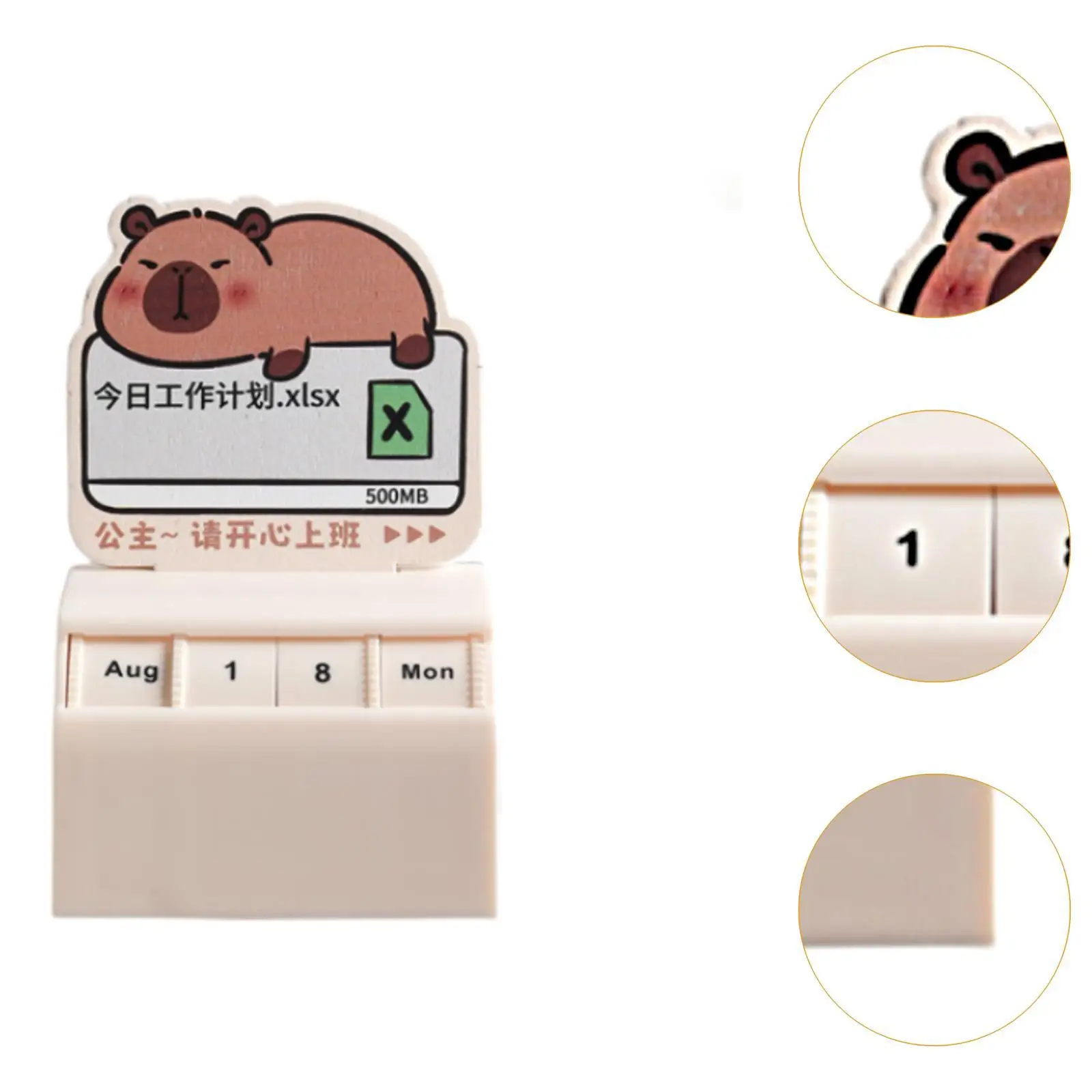 Dekorasi meja kalender, bisa digunakan kembali hadiah ulang tahun lucu dengan roda Manual ornamen Desktop Desain Capybara untuk sekolah kantor rumah