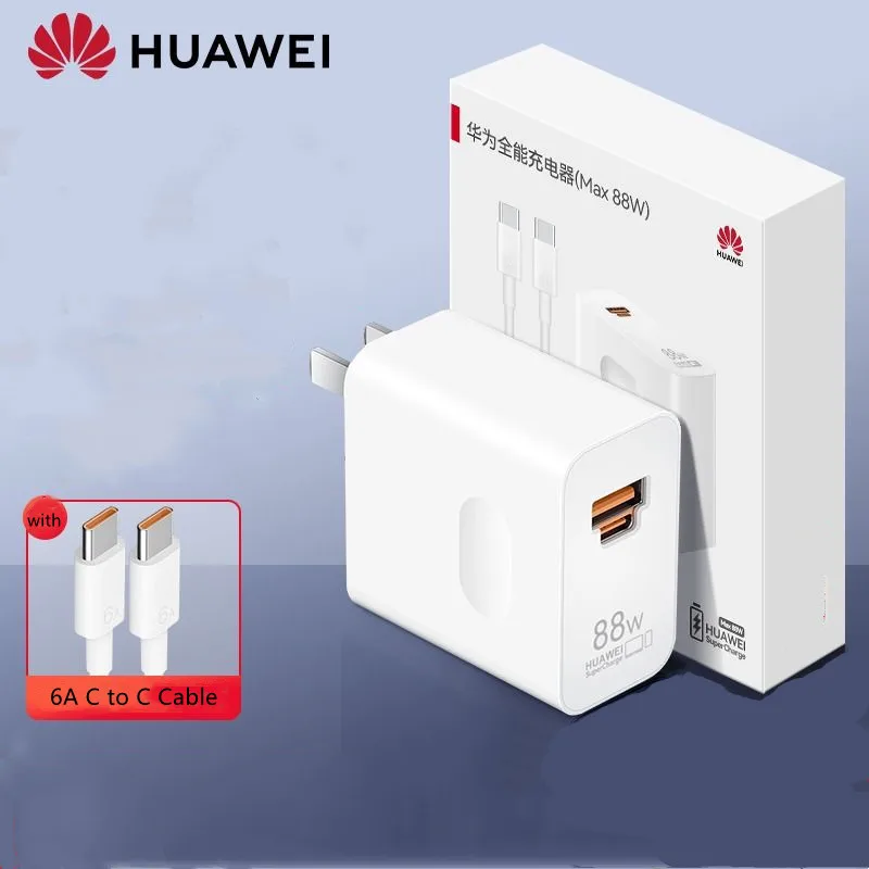 Huawei Universal Fast Charger Max 88W SuperCharge Support PD QC Quick Charge For Huawei/iPhone/iPad/Mac With 6A C to C Cable