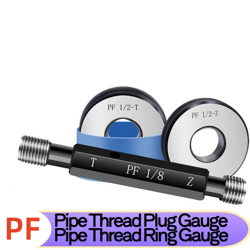 Pipe PF 1PCS Thread Plug Gauge / 1SET(1*GO+1*NOGO) Thread Ring Gauge Straight Measure Tool PF1/8 1/2 1/4 3/4 1''