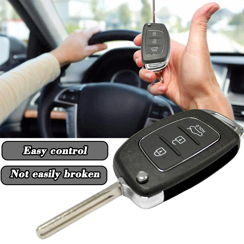 3 Button Flip Key Case For Hyundai I10 I20 I40 IX35 Santa Fe Remote Fob Car Lock Key Shell Replacement Auto Accessories