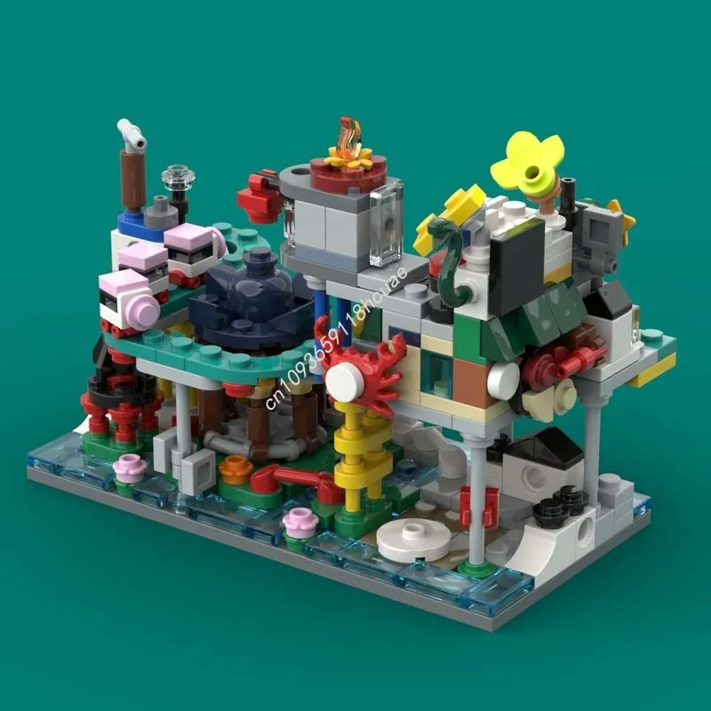 

375 шт. MOC мини-городский сад фонарей, строительный блок, рождественский подарок, креативное семейное склеивание, идеально подходит для любителей DIY