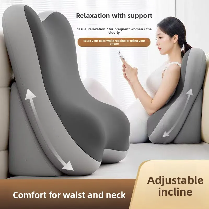 Adjustable Backrest Pillow Bed Headrest Lumbar Support Neck Support Sofa Pillow Dormitory Pillow Memory Foam Pure Color