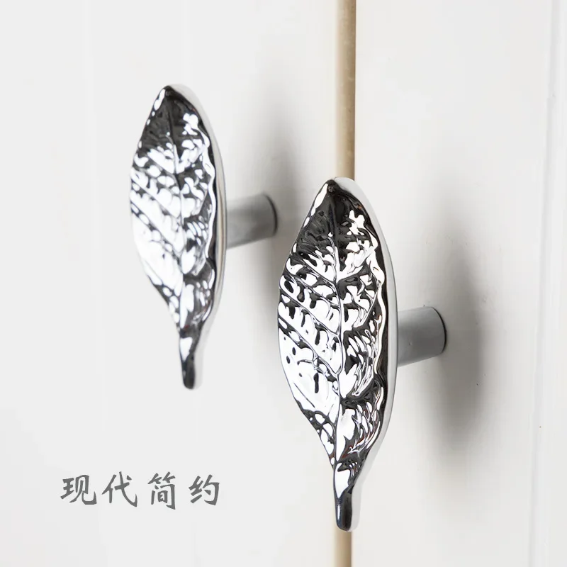 1PCS Leaf handle retro decorative cabinet door single hole Nordic style furniture drawer small accessories