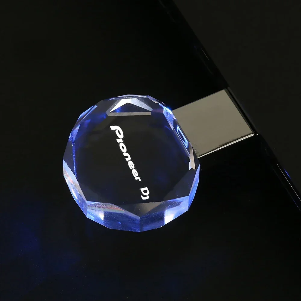 Pioneer DJ Diamond Crystal Pendrive 128 ГБ со светодиодной подсветкой USB-флешка 64 ГБ Бесплатная карта с логотипом 32 ГБ Креативный подарок