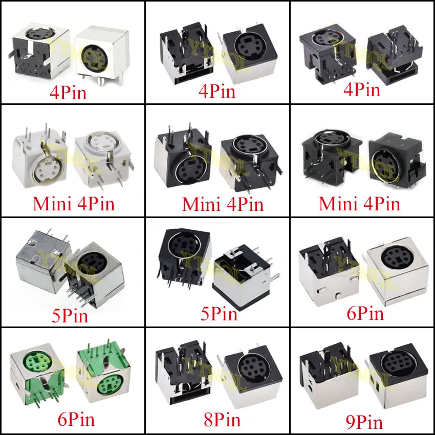 1pcs Mini Din 3 4 5 6 7 8 9 Pin Female Din Sockets MD-SM Shield Right Angle Through Holes PCB Circular Receptacle Connector