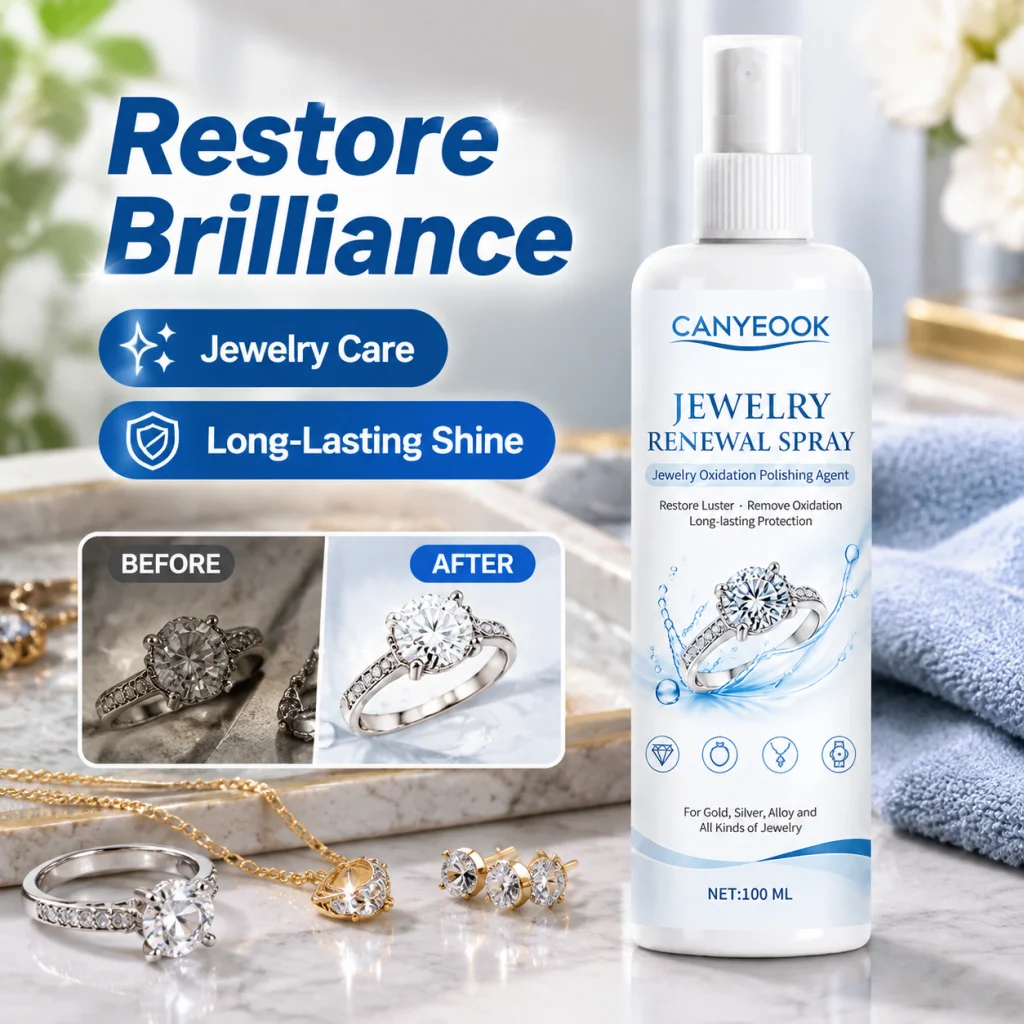 CANYEOOK 100ml Jewelry Polishing Spray, Oxidation Remover & Shine Restorer for Gold Silver Rings Necklaces