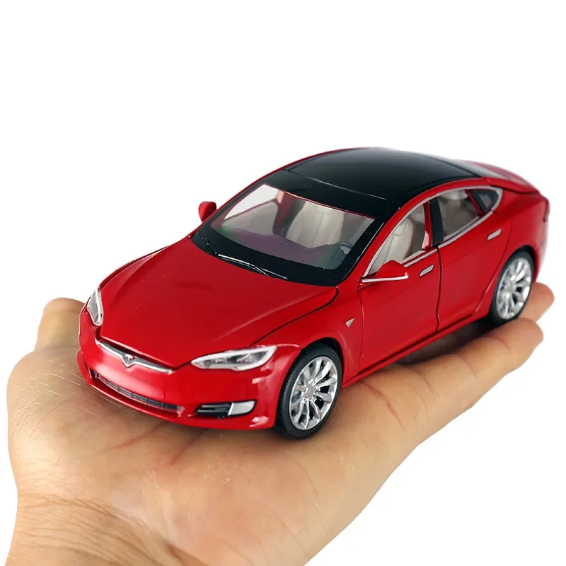 1/32 Tesla Model S 100D SUV Toy Car Model Diecast Alloy Metal Miniature Sound & Light Pull Back 1:32 Collection Gift For Boy Kid