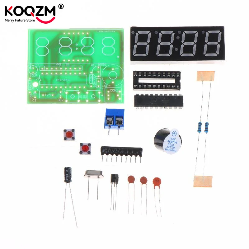 DIY 4 Digit Digital Electronic Clock Kit LED Time Display Module Electronic Learning Kit For Soldering Practice Teaching