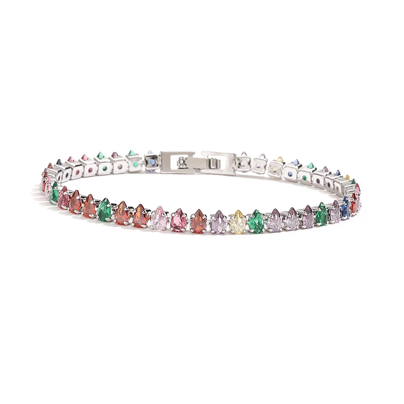 HECHENG، سوار نحاس 18 قيراط مطلي بالذهب ملون AAA قطرة الماء زركونيا للرجال زوجين مجوهرات أنيقة 1 قطعة