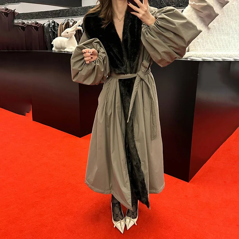 Women's Eco-Friendly Faux Fur Long Coat, Handcrafted Custom Hooded Coat, Fashionable and Warm Trench Coat, 2026, New Arrival,