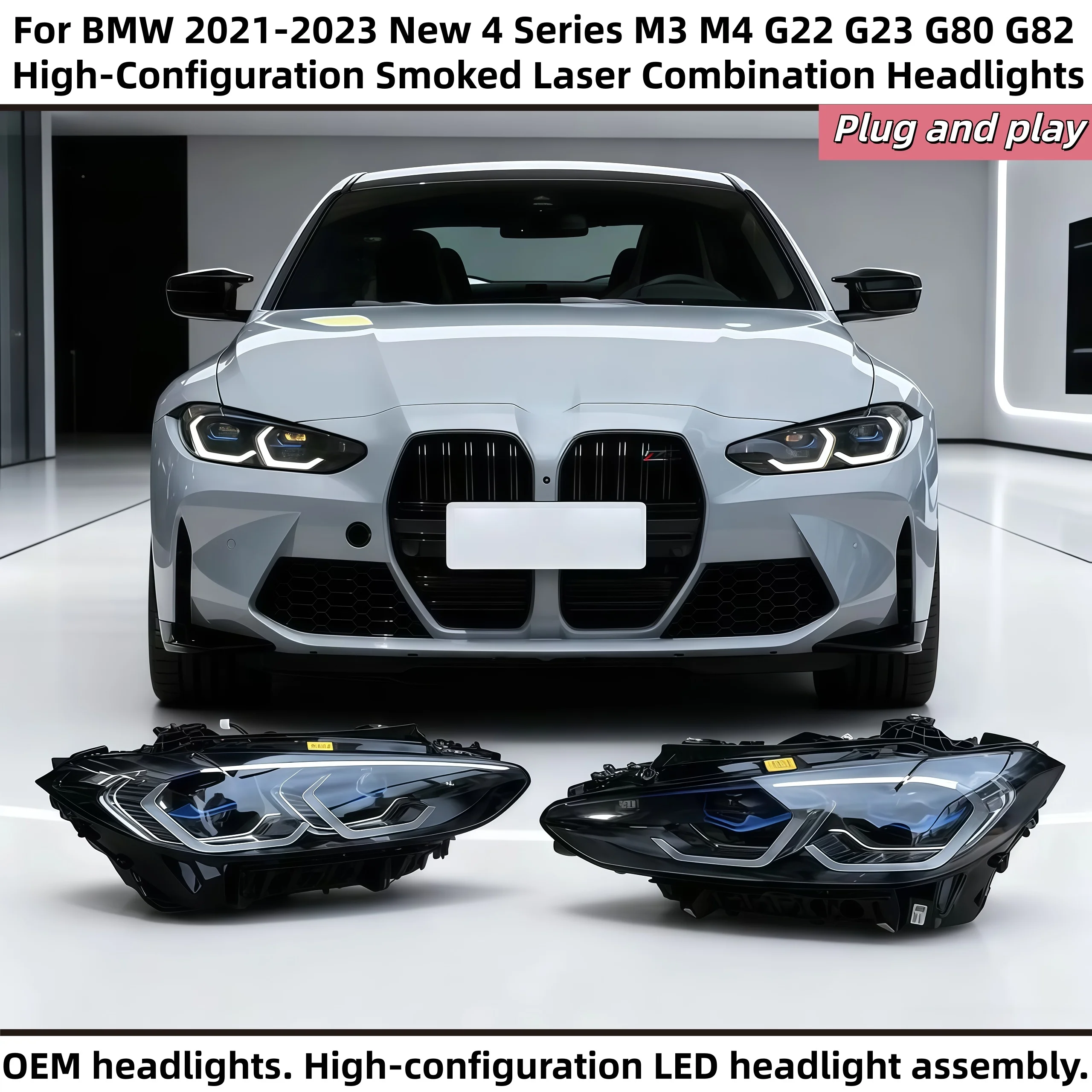 

For BMW21-23 4Series M3 M4 G22 G23 G80 G82 Original High-Configuration LEDTurning Daytime Running Light Assembly Auto Accessorie