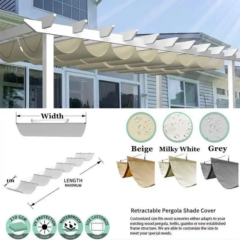 

Anti-UV 300D Polyester Waterproof Telescopic Sun Shade Net Balcony Rainproof Terrace Sun Garden Sail Canopy Cover Sunshade