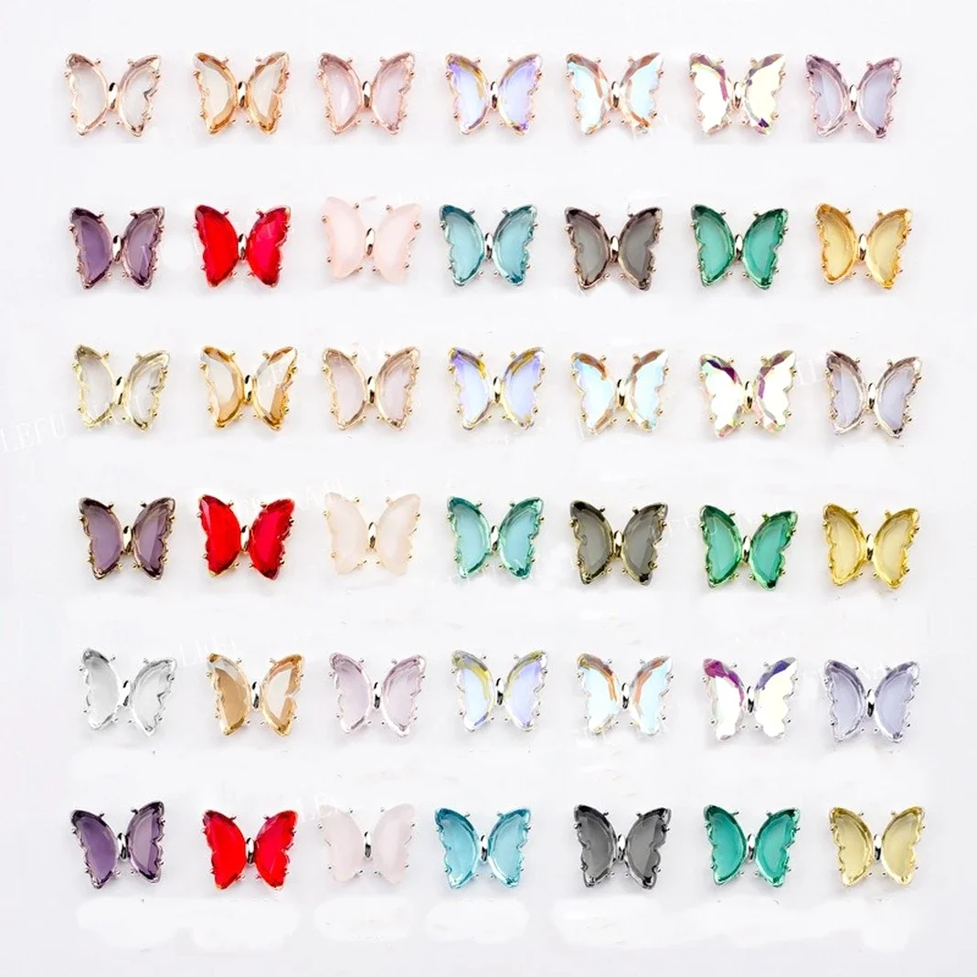 

10PCS Glitter Sequins 3D Butterfly Zircon Nails Rhinestones Jewelry DIY Professional Zircon Parts Nail Art Manicure Decorations