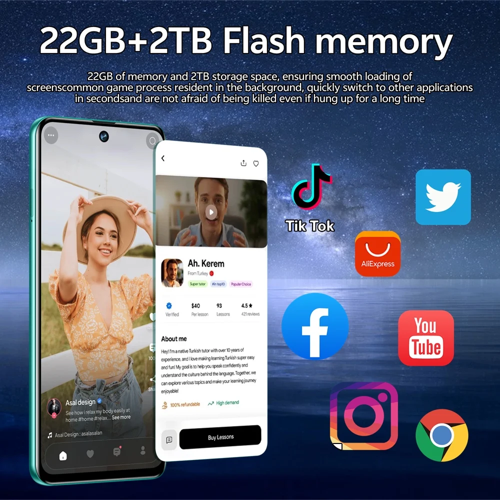 K-Touch Mobile Phones C26 Ultra Smartphone Android 5G 7.3 HD Cell Phone 22GB 2TB 7800mAh Octa Core Unlock Dual SIM 16+48MP Camera Global Version Cellphones