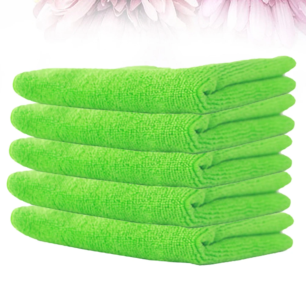 

5 pcs Dish Towel Microfiber Strong Decontamination Oil Non-Stick Cleaning Wipe For Kitchen Car Window Door Household Use Green