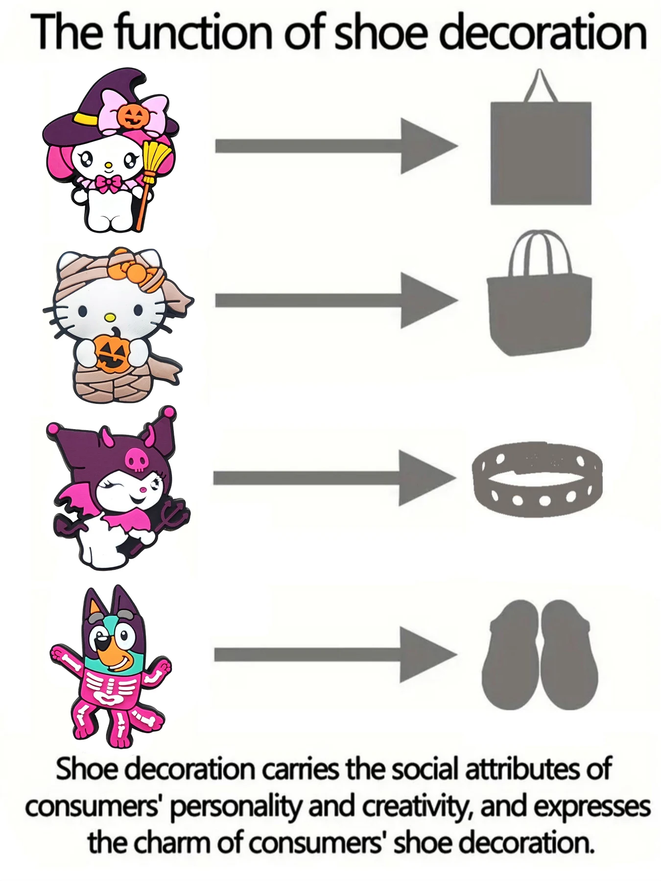 4/16PCS New Halloween Kuromi helloKitty Shoe Charm Wholesale PVC Wristband Bag Decor Buckle Detachable DIY Waterproof Party gift