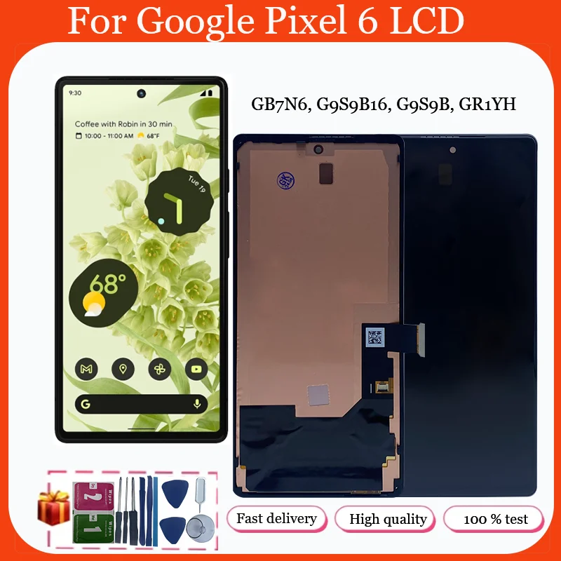 6.45 New OLED For Google Pixel 6 LCD Display Touch Screen Digitizer Assembly Replacement For Pixel6 GB7N6 LCD with Frame