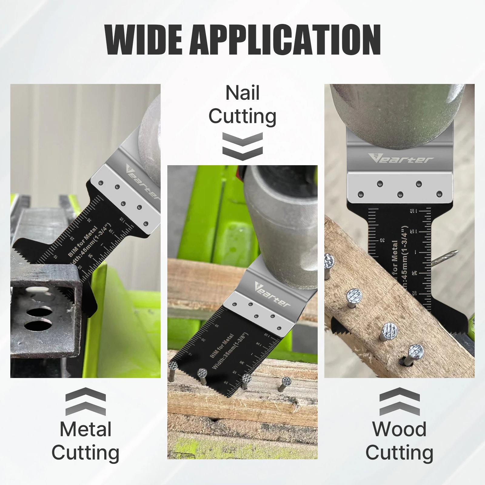 Vearter 4 Stuks 10/20/35/45Mm Bi-Metalen Oscillerende Tool Zaagbladen Voor Metal hout Ijzeren Nagels Gipsplaat Snijden