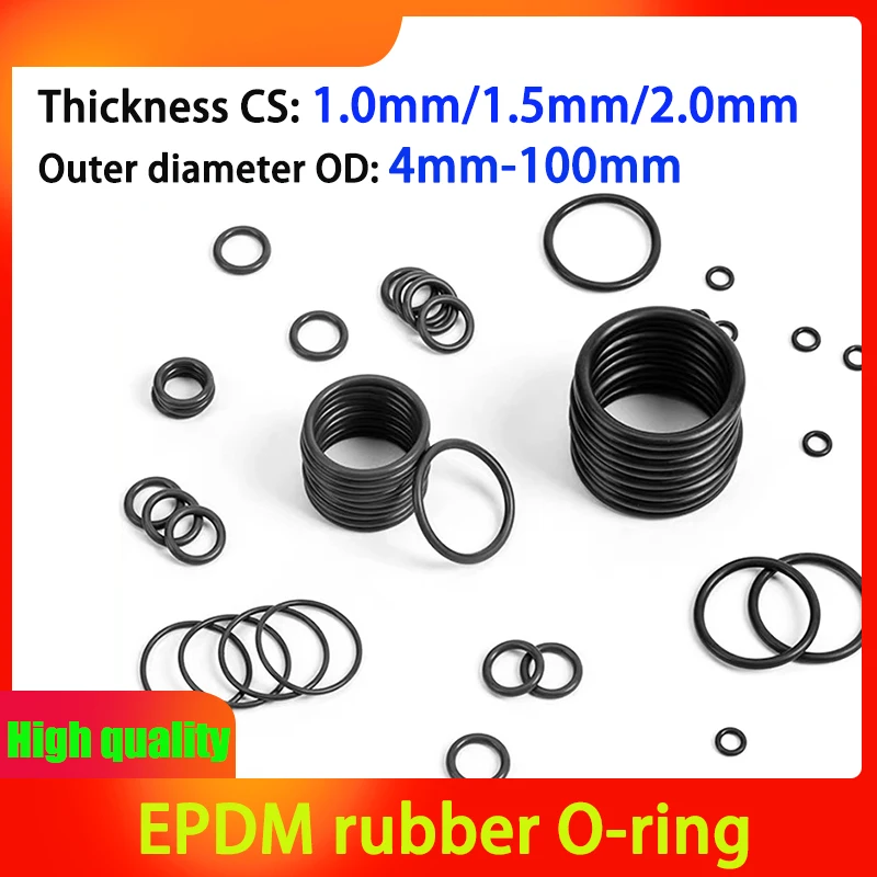 CS 1.0mm/1.5mm/2mm EPDM Rubber O Ring OD 4-100mm  Acid Alkali Resistant Waterproof High Temperature Resistant O-Ring Seal Gasket