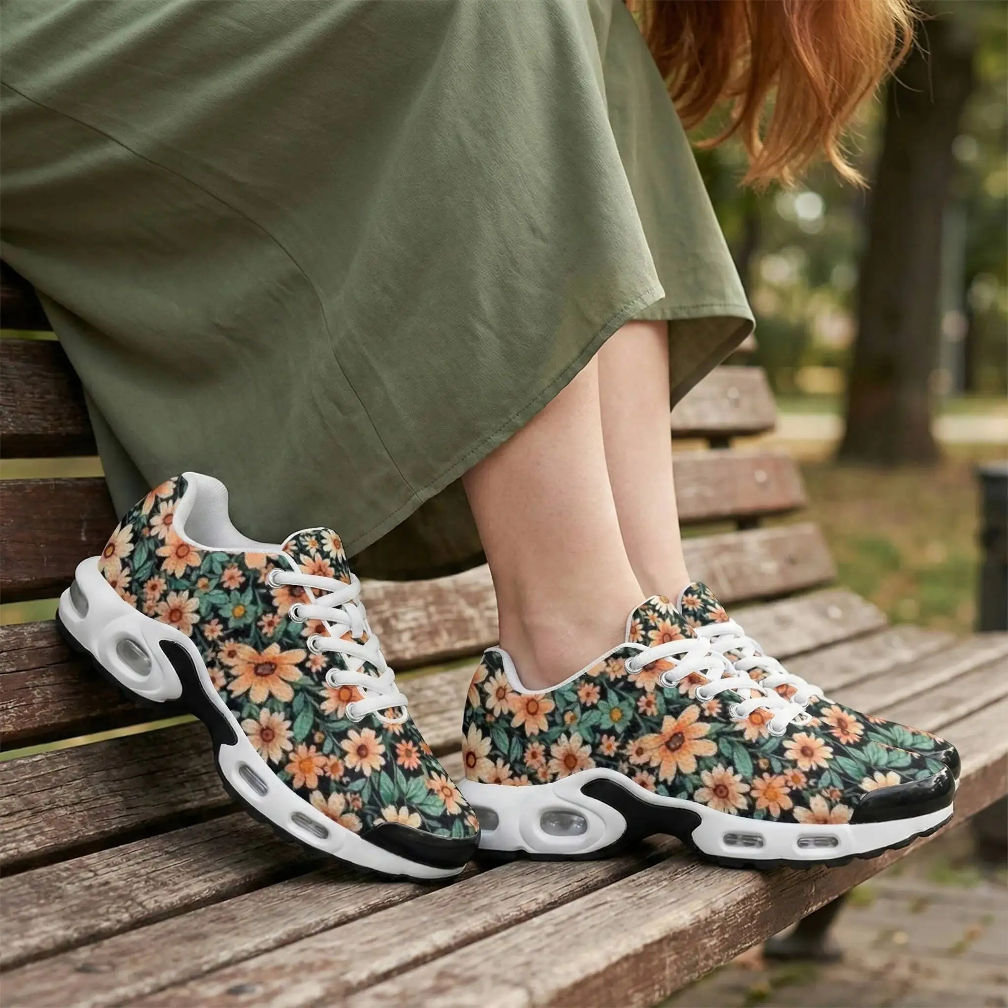 Mexican Folk Art Painting Casual Air-Cushioned Breathable Mesh Upper Athletic Sneakers For Man And Woman Sport Shoes