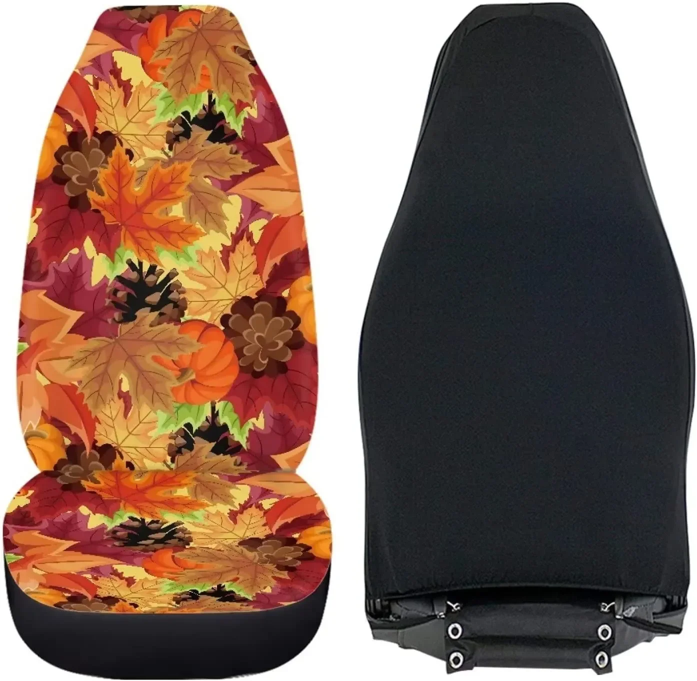 Fall Maple Leaves Car Seat Covers Autumn Pine Cones Auto Seat Protector Bucket Seat Cover 2pcs/Set High Back Car Mat Covers