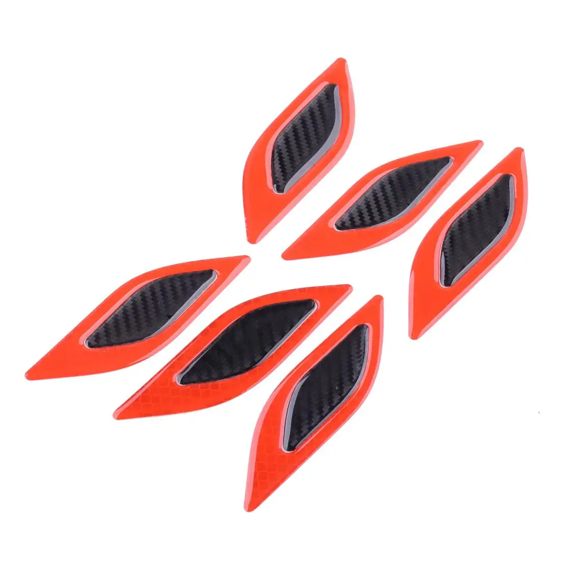 

6Pcs Red Carbon Fiber Texture Safety Reflective Tape Bumper Warning Mark Car Stickers Accessory
