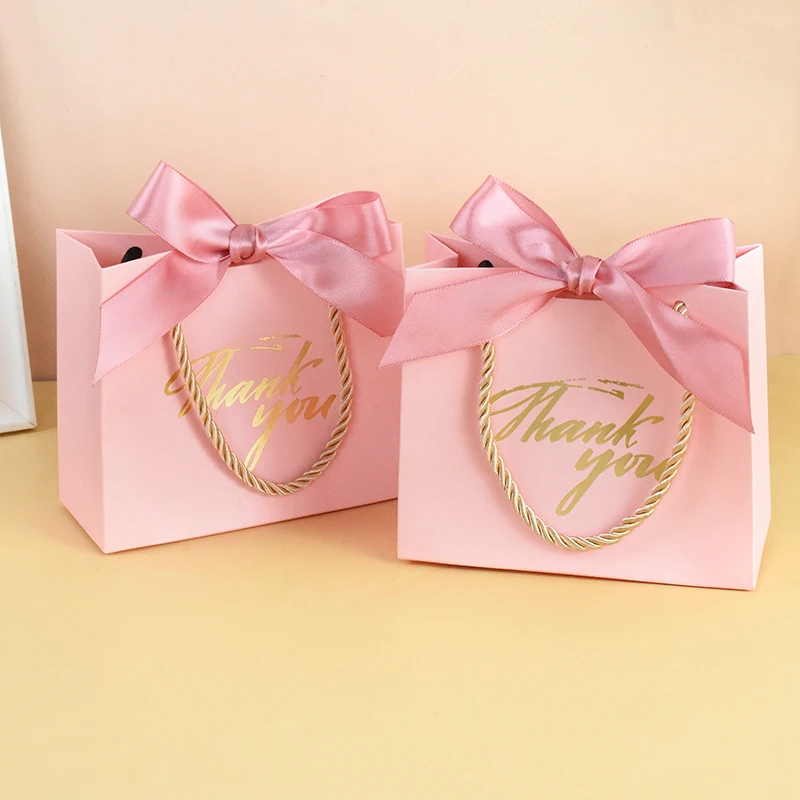 

5PCS Thank You Gift Bag Box Ribbon Drawstring Packaging Bag For Christmas Wedding Baby Shower Birthday Party gift for guests