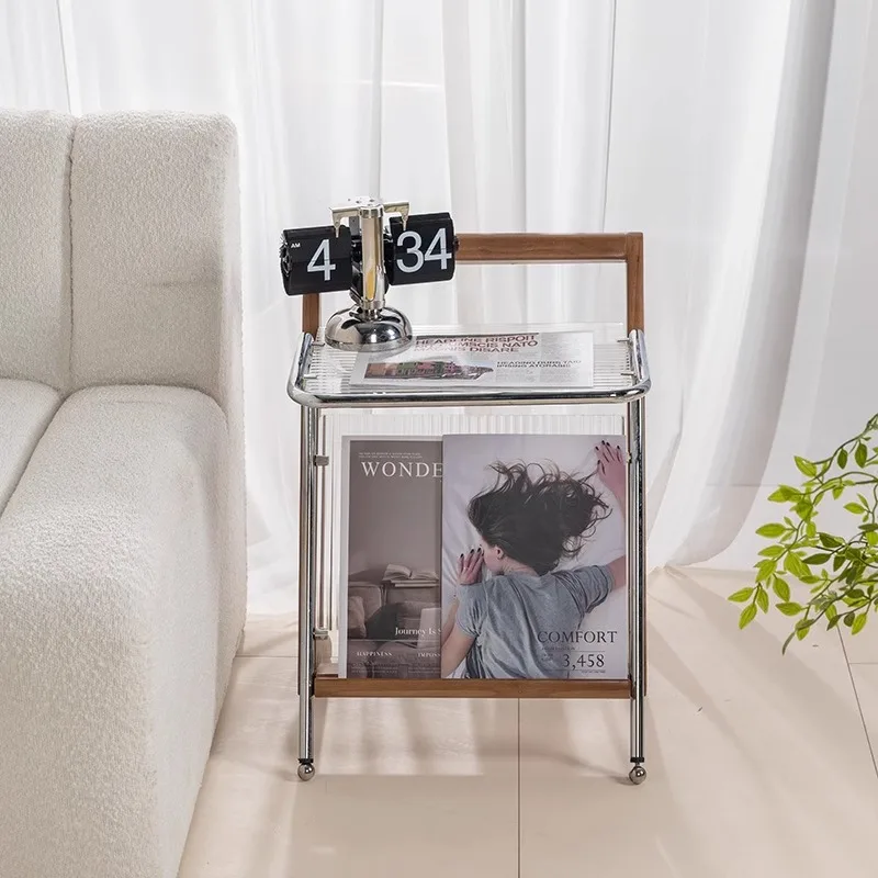 Vintage Solid Wood Coffee Table Nordic Small Coffee Tables Living Room Glass Square Table Mobile Bedroom Bedside Corner Desk
