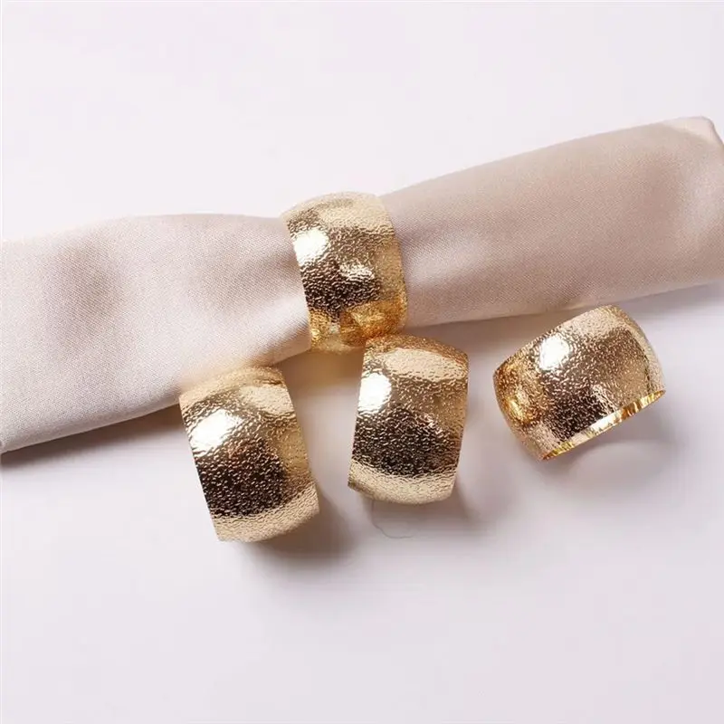 6Pcs Gold Metal Napkin Rings, Elegant Wedding Napkin Holder Rings, Perfect for Table Decor Celebrations Parties &LICG
