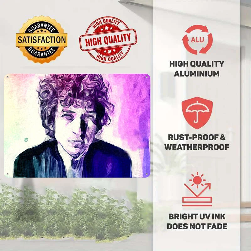 Bob Dylan Pop Art Personalized 3D Textured Metal Poster Wall Art Tinplate Sign for Funny Signs Living Room Decoration Items Home