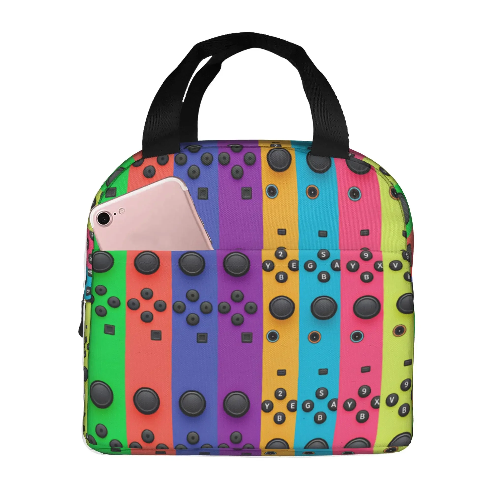 GamePad Games Console Cartoon  Insulated Lunch Tote Bag for Women  Portable Cooler Thermal Bento Box Work School Travel