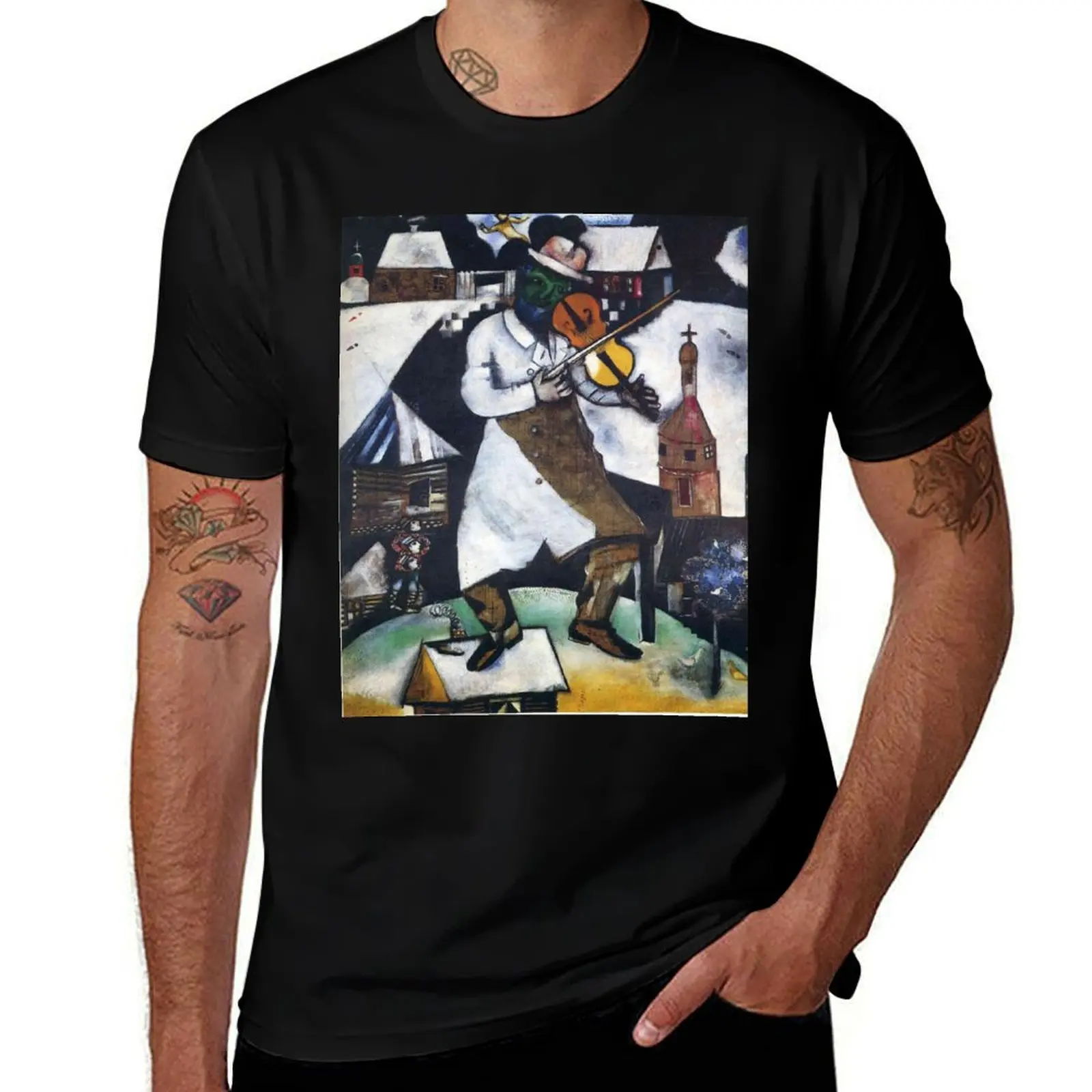 The fiddler by Marc Chagall (1913) T-Shirt mens graphic t shirts T-Shirt