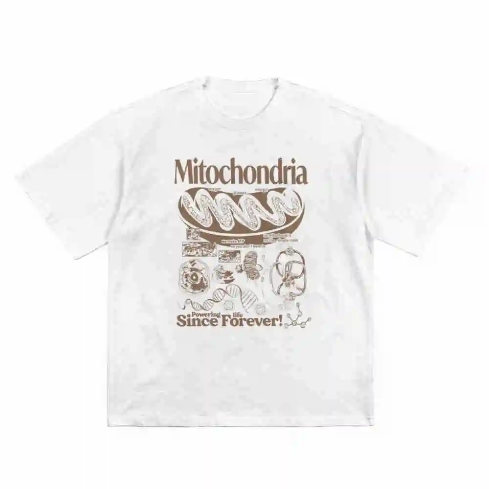 Mitochondria Vintage Science Retro Biology 90S Cell Diagram Geek Lab Humor Stem Learning Short Sleeve Tee 100% Cotton T-Shirt