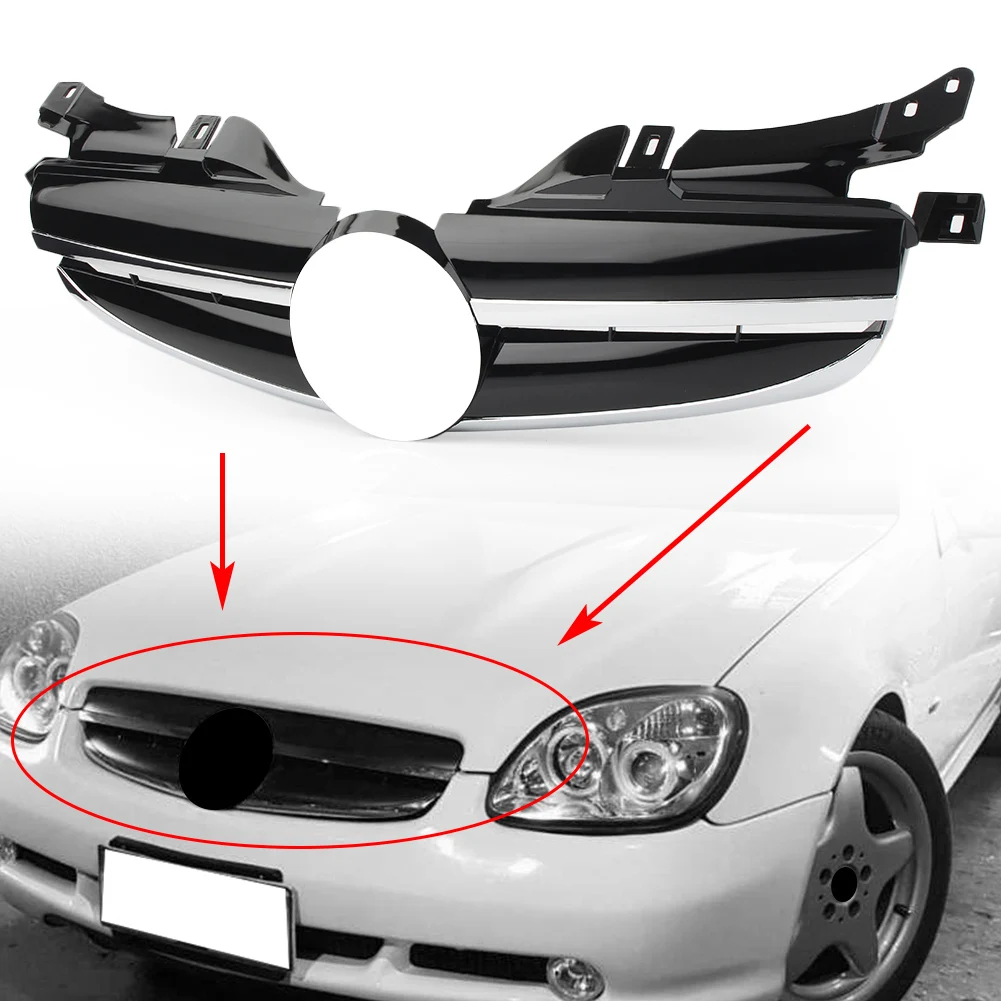 W170 Car Front  Style Grille 2 Pin Mesh Grill For Mercedes Benz R170 SLK-Class 1998 1999 2000 2001 2002 2003 2004 ABS