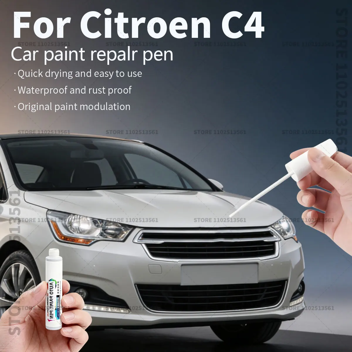 For Citroen C4 2004-2025 LC B7 E3 C41/C43 Paint Repair Pen Touch Up Scratch Remover DIY Auto Accessories Black White Blue Brown