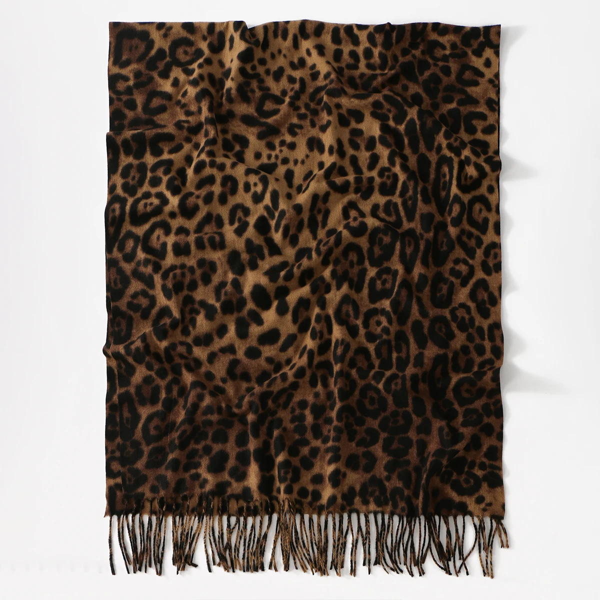 Sciarpa Donna Invernale Con Stampa Leopardata E Nappine – Modello Morbido In Poliestere, Caldo E Versatile, 35x200 Cm, Regalo Perfetto Per Natale, San Valentino O Compleanno