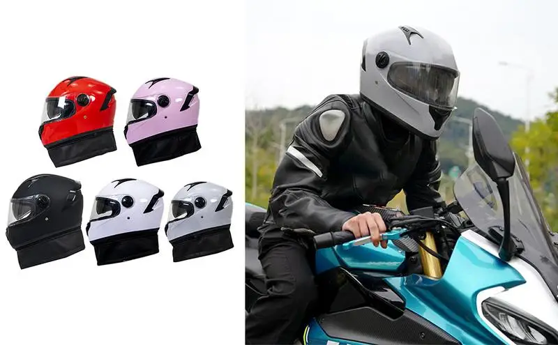 

Motorcycle Full Face Protector warm comfortable Weather Headgear anti-fog all seasons safety helmet With Detachable Neck Scarf