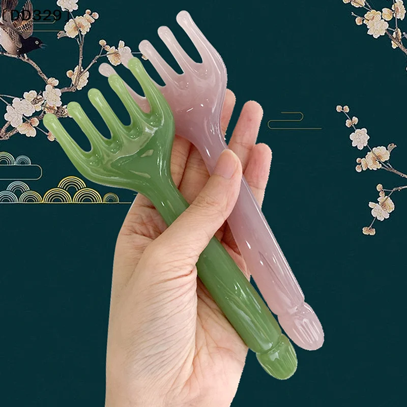 Resin Head Massager Scalp Gua Sha For Body Neck Leg Massage Five-claw Head Scraping Stick Massage Scraping Claw Massage〔DD329〕
