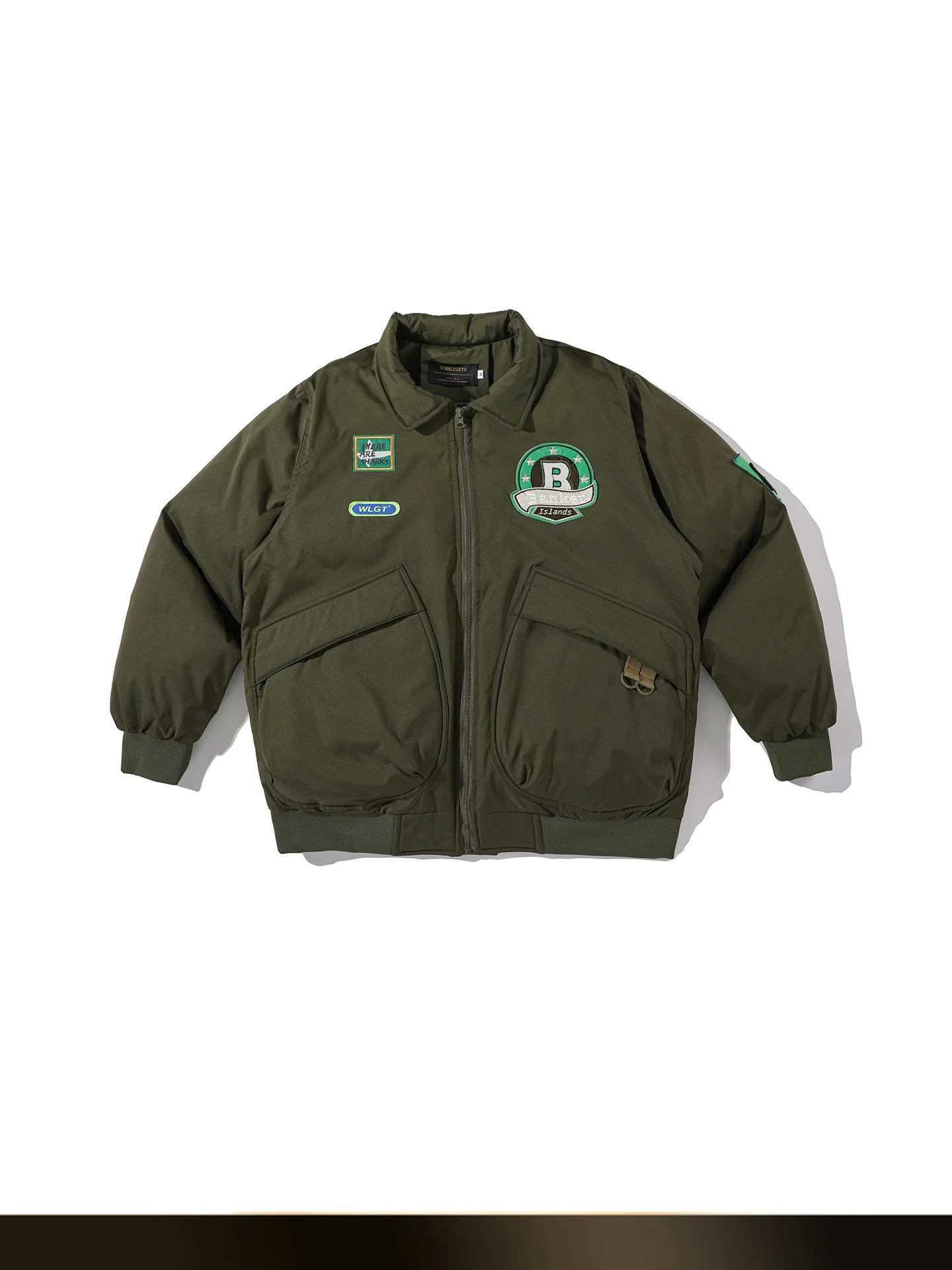 

Nted American Retro Embroidered Baseball Cotton Jaet Men's Winter Loose Thi Warm Cotton Coat Youth Casual Cleanfit Zipper